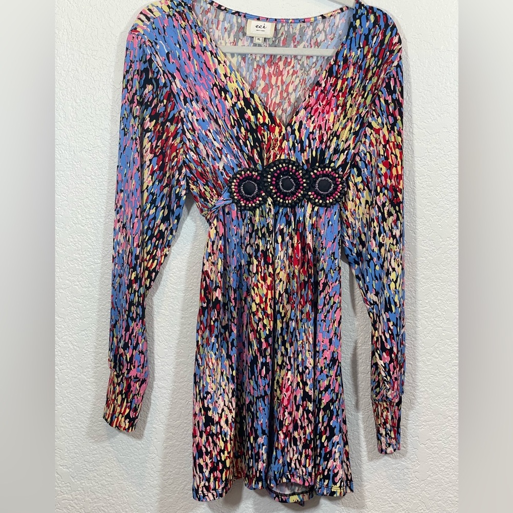 ECI New York boho festival beaded waist dress-XL